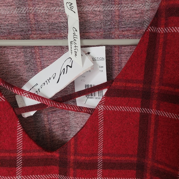 NY Collection women's plus size long sleeve  plaid top, size 1X - Picture 3 of 6